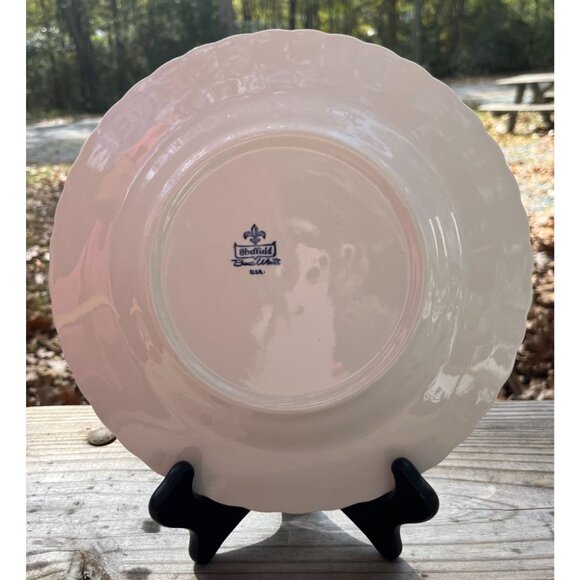 Vintage Sheffield Bone White Porcelain Dinner Plate Scalloped Rim Usa Made - Picture 4 of 9
